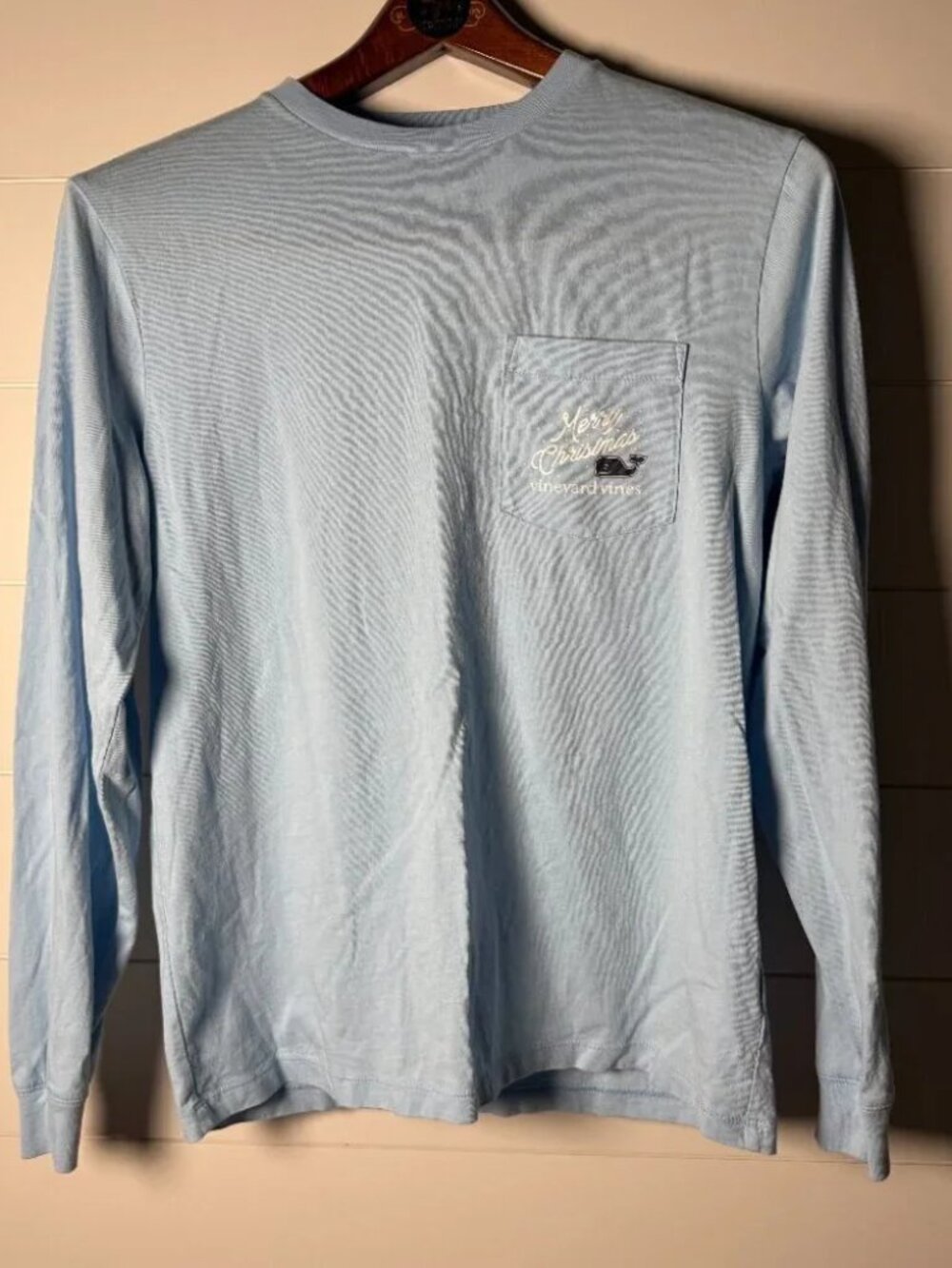 Vineyard Vines Light Blue Long Sleeve Christmas T-shirt